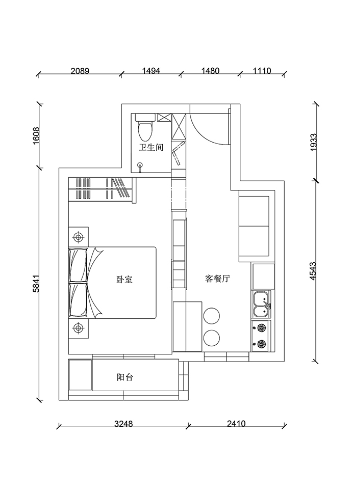 成都大晶裝飾公司|38㎡現(xiàn)代都市青年公寓戶型圖 極簡清新舒適