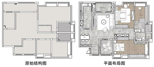 三居室改為兩居室 將美式與輕奢結(jié)合 典雅而精致