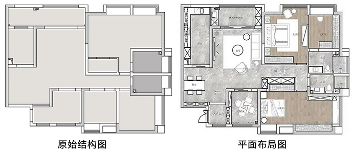 成都大晶裝飾公司120平美式輕奢風(fēng)裝修案例-戶(hù)型圖 精致典雅 極具質(zhì)感