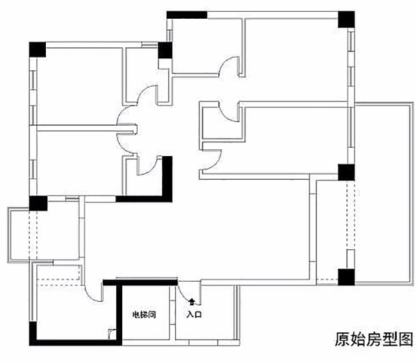 4室2廳的雙陽臺山景房 據(jù)說是隱貴的理想居所-原始戶型